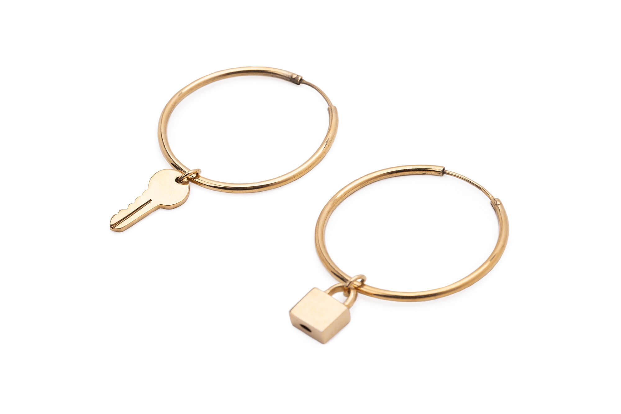 Lock & Key Charm Hoop & Stud Earring Set